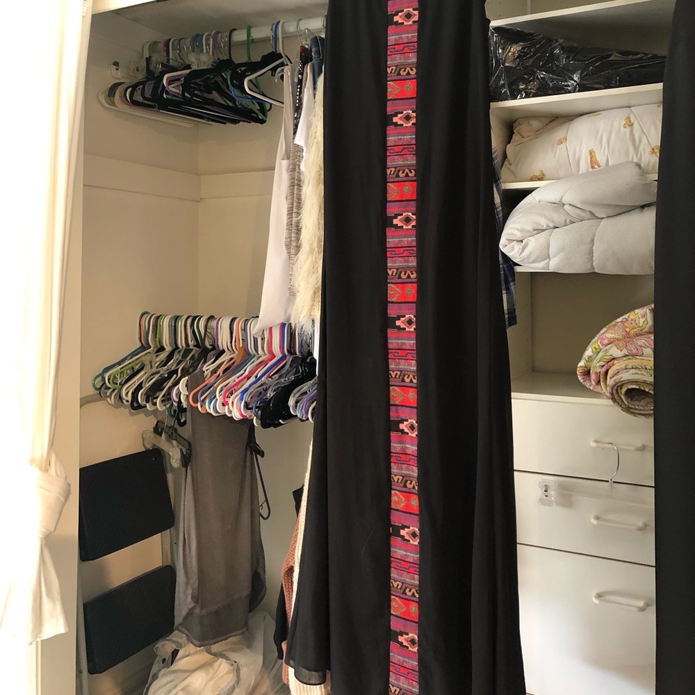 Black maxi dress with tribal detail